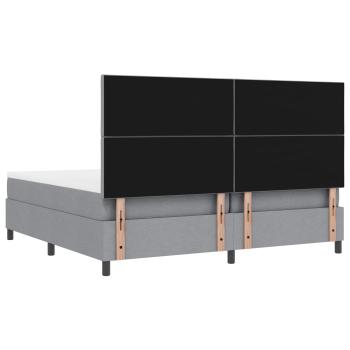 Boxspringbett mit Matratze & LED Licht Grau 200x200 cm Stoff