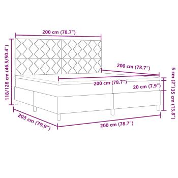 Boxspringbett mit Matratze & LED Licht Grau 200x200 cm Stoff