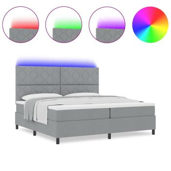 Boxspringbett mit Matratze & LED Licht Grau 200x200 cm Stoff