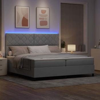 Boxspringbett mit Matratze & LED Licht Grau 200x200 cm Stoff