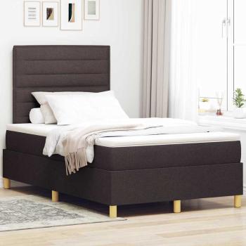 ARDEBO.de - Boxspringbett mit Matratze & LED Dunkelbraun 120x190 cm Stoff