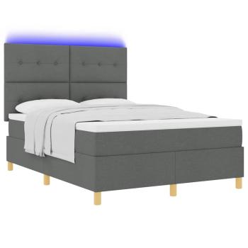 ARDEBO.de - Boxspringbett mit Matratze & LED Dunkelgrau 160x200 cm Stoff