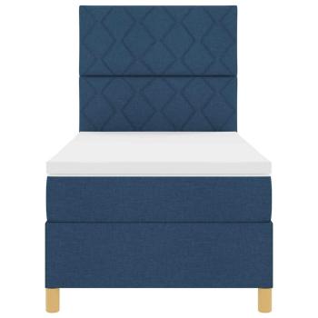 Boxspringbett mit Matratze & LED Blau 100x200 cm Stoff