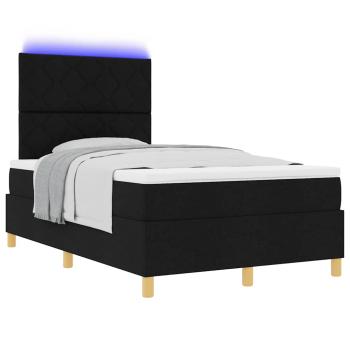 Boxspringbett mit Matratze & LED Schwarz 120x190 cm Stoff