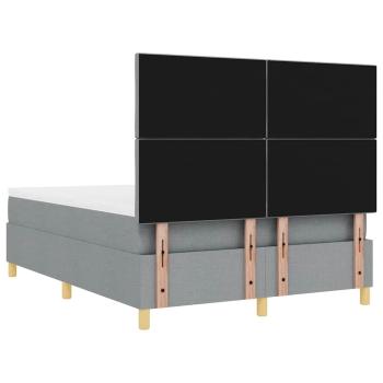 Boxspringbett mit Matratze & LED Licht Grau 160x200 cm Stoff