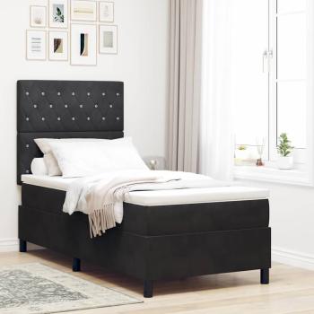ARDEBO.de - LED Boxspringbett mit Matratze Schwarz 100x200 cm Samt