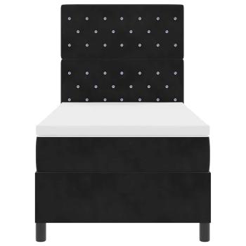 LED Boxspringbett mit Matratze Schwarz 100x200 cm Samt