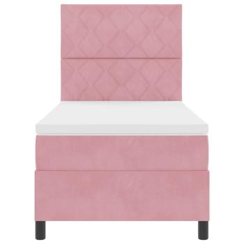 Boxspringbett mit Matratze & LED Rosa 90x190 cm Samt