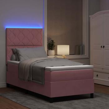 Boxspringbett mit Matratze & LED Rosa 90x190 cm Samt
