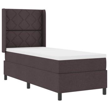 ARDEBO.de - LED Boxspringbett mit Matratze Dunkelbraun 90x190 cm Stoff