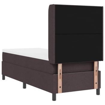 LED Boxspringbett mit Matratze Dunkelbraun 90x190 cm Stoff