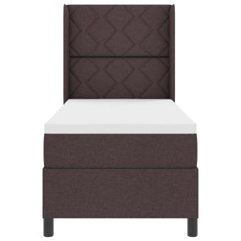 LED Boxspringbett mit Matratze Dunkelbraun 90x190 cm Stoff