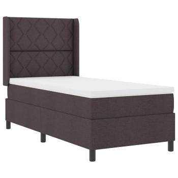 LED Boxspringbett mit Matratze Dunkelbraun 100x200 cm Stoff