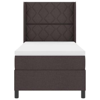 LED Boxspringbett mit Matratze Dunkelbraun 100x200 cm Stoff