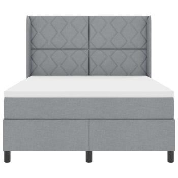 LED Boxspringbett mit Matratze Hellgrau 160x200 cm Stoff