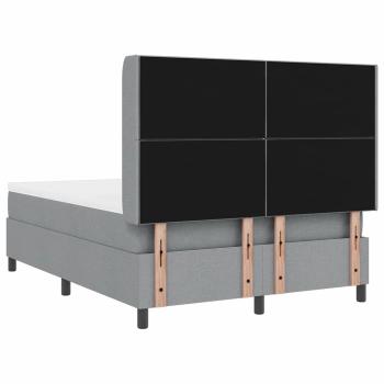 LED Boxspringbett mit Matratze Hellgrau 160x200 cm Stoff