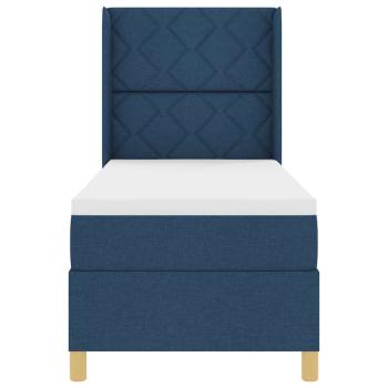 LED Boxspringbett mit Matratze Blau 80x200 cm Stoff