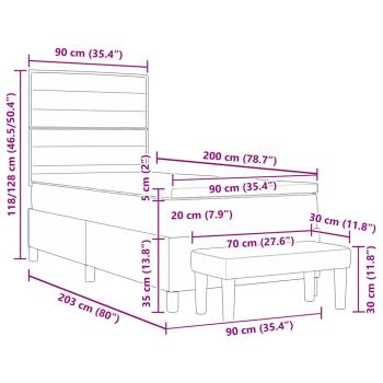 Boxspringbett mit Matratze & Bank Taupe 90x200 cm Stoff