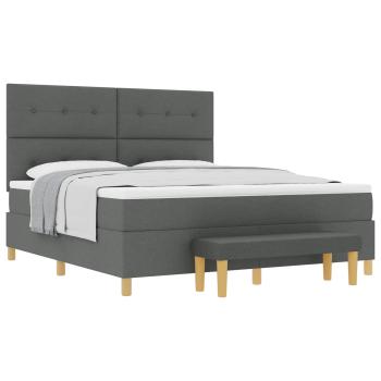 Boxspringbett mit Matratze & Bank Dunkelgrau 180x200 cm Stoff
