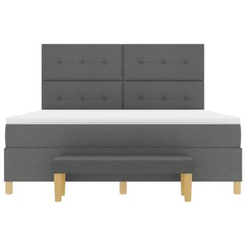 Boxspringbett mit Matratze & Bank Dunkelgrau 180x200 cm Stoff
