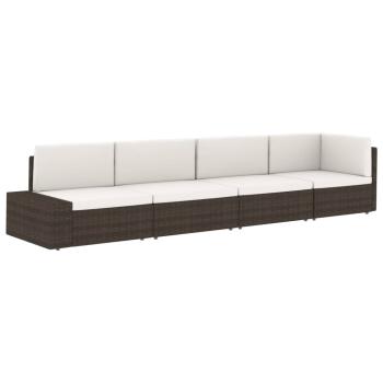 Modulares Mittelsofa Poly Rattan Schwarz