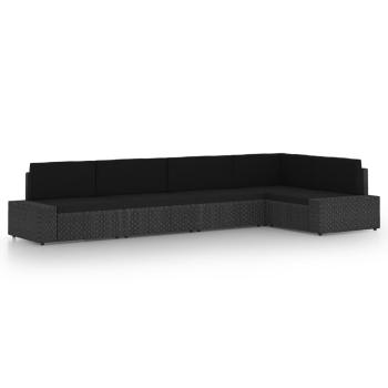 ARDEBO.de - 5-tlg. Garten-Lounge-Set mit Kissen Schwarz Poly Rattan