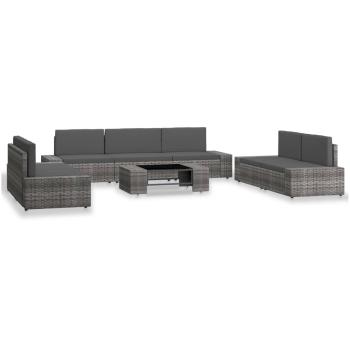 8-tlg. Garten-Lounge-Set Poly Rattan Grau