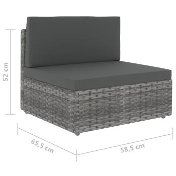10-tlg. Garten-Lounge-Set Poly Rattan Grau