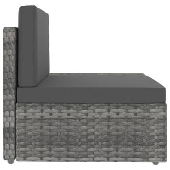10-tlg. Garten-Lounge-Set Poly Rattan Grau