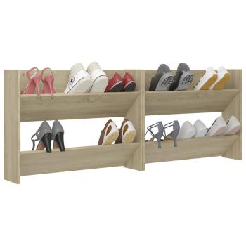 Wand-Schuhschränke 2 Stk. Sonoma-Eiche 80x18x60cm Holzwerkstoff