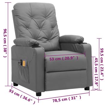 Massagesessel Elektrisch Grau Kunstleder