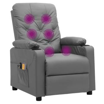 Massagesessel Elektrisch Grau Kunstleder