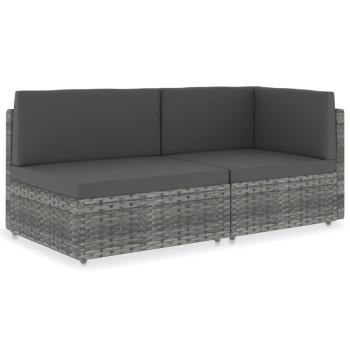 ARDEBO.de - Modulares 2-Sitzer-Sofa Poly Rattan Grau