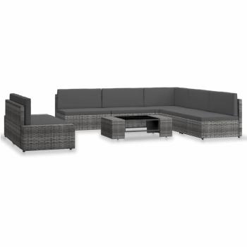 ARDEBO.de - 7-tlg. Garten-Lounge-Set Poly Rattan Grau