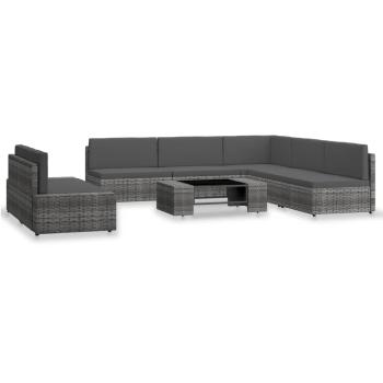 7-tlg. Garten-Lounge-Set Poly Rattan Grau