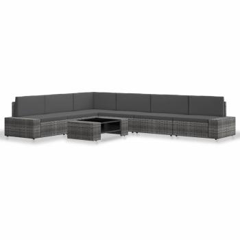7-tlg. Garten-Lounge-Set Poly Rattan Grau