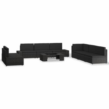 ARDEBO.de - 9-tlg. Garten-Lounge-Set Poly Rattan Schwarz