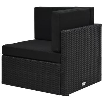 9-tlg. Garten-Lounge-Set Poly Rattan Schwarz