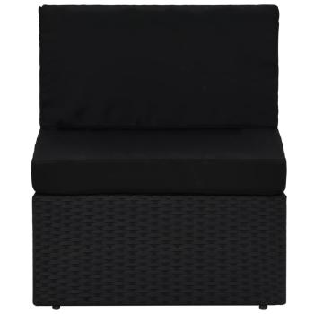 9-tlg. Garten-Lounge-Set mit Kissen Schwarz Poly Rattan