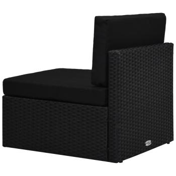 9-tlg. Garten-Lounge-Set mit Kissen Schwarz Poly Rattan