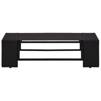 14-tlg. Garten-Lounge-Set mit Kissen Schwarz Poly Rattan