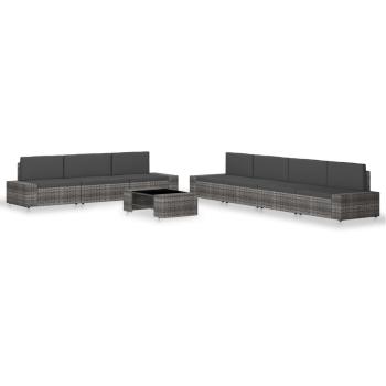 ARDEBO.de - 8-tlg. Garten-Lounge-Set Poly Rattan Grau