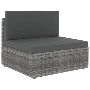 10-tlg. Garten-Lounge-Set mit Kissen Grau Poly Rattan