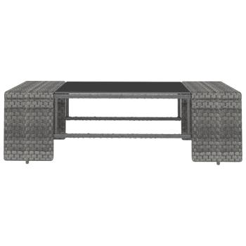 10-tlg. Garten-Lounge-Set mit Kissen Grau Poly Rattan