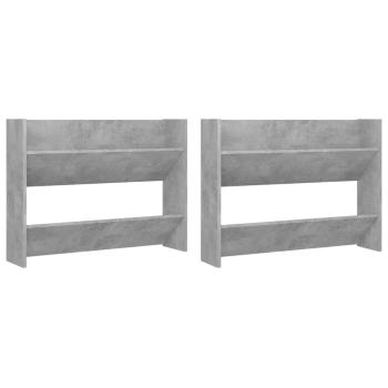 Wand-Schuhschränke 2 Stk. Betongrau 80x18x60 cm Holzwerkstoff