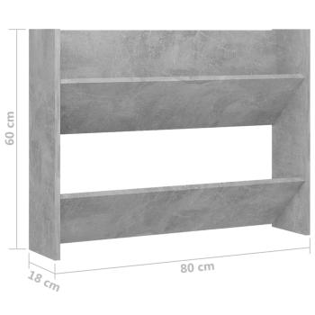 Wand-Schuhschränke 2 Stk. Betongrau 80x18x60 cm Holzwerkstoff