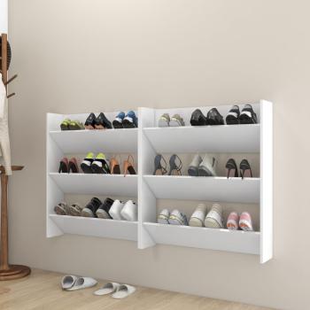 ARDEBO.de - Wand-Schuhschränke 2 Stk. Weiß 80x18x90 cm Holzwerkstoff