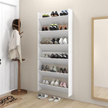 Wand-Schuhschränke 2 Stk. Weiß 80x18x90 cm Holzwerkstoff