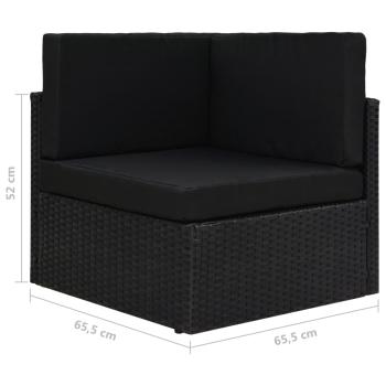 Modulares Sofa-Eckteil Poly Rattan Schwarz