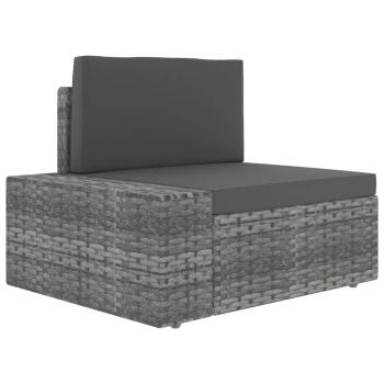 8-tlg. Garten-Lounge-Set mit Kissen Grau Poly Rattan